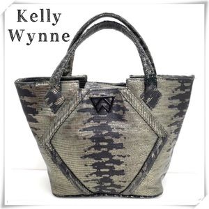 Kelly Wynne Exotic Leather Cheers To Me Mini Tote Bag in Black Metallic